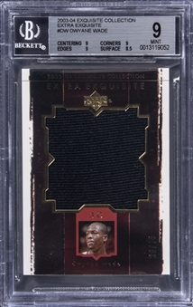 2003-04 UD "Exquisite Collection" Extra Exquisite #DW Dwyane Wade Jersey Rookie Card (#28/75) - BGS MINT 9